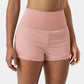 High Waisted Mesh Back Waistband Pocket 2-in-1 Casual Shorts