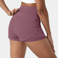 High Waisted Mesh Back Waistband Pocket 2-in-1 Casual Shorts