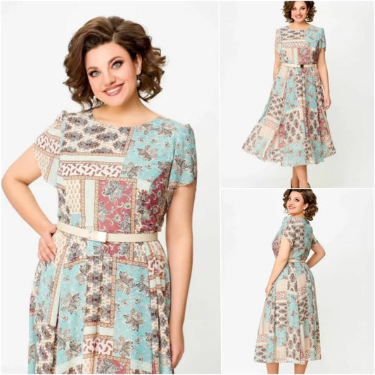🔥HOT SALE🔥2025 Comfortable and Elegant Patchwork Printed Dress