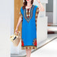 Women’s Vintage Print Loose Mid-length Dress