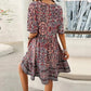 👗Minikleid mit Blumenmuster und V-Ausschnitt und kurzen Ärmeln für Damen