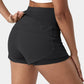 High Waisted Mesh Back Waistband Pocket 2-in-1 Casual Shorts