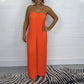 Women's Sexy Strap Loose Jumpsuit with Pleated Design