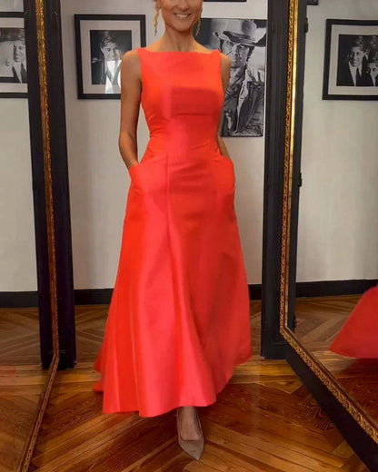 Elegant solid-color evening dresses