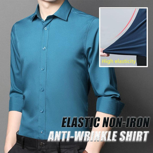 Men's Silky Wrinkle Resistant Solid Color Stretch Shirt