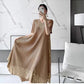 Midi Sleeve Pleated V-Neck Loose Dress