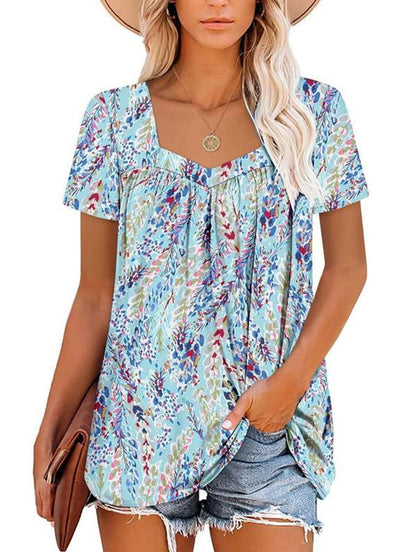 🌸Summer Specials💗Women's Summer Pleated Printed Short-Sleeves