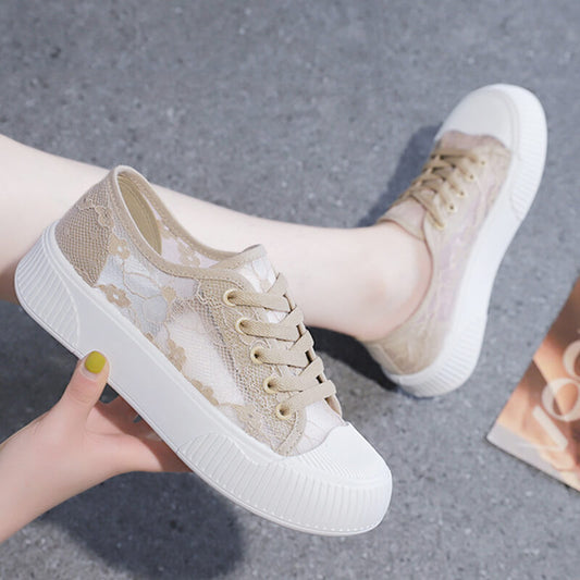 Breathable lace upper shoes for women