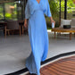 💃 Half Ruffled Sleeves Solid Color V-Neck Maxi Dresses