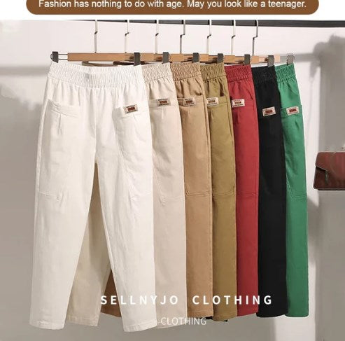 🎁Limited time 50% OFF⏳Good Gift🎉Women's Elastic Waist Cotton Trousers
