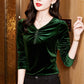 V-neck Silk Gold Velvet Shirt
