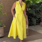 Sleeveless Solid Color Lapel Midi Dresses