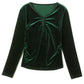 V-neck Silk Gold Velvet Shirt