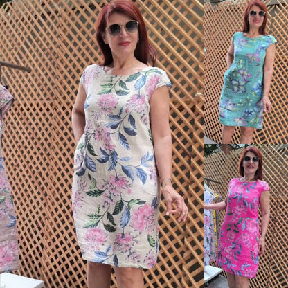 Round Neck Loose sleeved printed dress