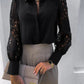 Women's Sexy Lace Hollow Out Long Sleeve Shirt