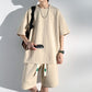 Men's cotton Casual Loose Outfits Short  2 Pieces Suit