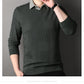 MEN'S MOCK TWO-PIECE KNIT PULLOVER SWEATER