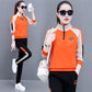 Women's Contrast Color Stand Collar Sweatshirt 2 Pieces Set