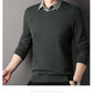 MEN'S MOCK TWO-PIECE KNIT PULLOVER SWEATER