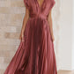Timeless Elegance: Draped V-Neck Pleated Skirt Dress