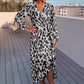 Leopard Print V-Neck Dress