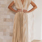 Timeless Elegance: Draped V-Neck Pleated Skirt Dress
