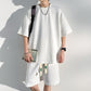 Men's cotton Casual Loose Outfits Short  2 Pieces Suit