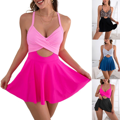 🎁Limited time 49% OFF⏳🩱Women's Cutout One Piece Skirt Swimsuit