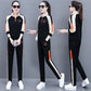 Women's Contrast Color Stand Collar Sweatshirt 2 Pieces Set