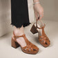 Leather Block Heel Sandal