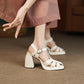 Leather Block Heel Sandal