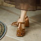 Leather Block Heel Sandal