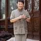 Middle-age Men's Ice silk Short-sleeve 2-piece Tang suit