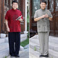 Middle-age Men's Ice silk Short-sleeve 2-piece Tang suit