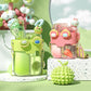 Cute Dual Drink Water Bottle with Straw and Shoulder Strap