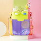 Cute Dual Drink Water Bottle with Straw and Shoulder Strap