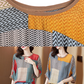 O-Neck Print Patchwork Silk Tops Half Sleeve