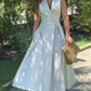Sleeveless Solid Color Lapel Midi Dresses