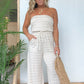 🎁Hot sale ☀️ Summer Vibes! 🌈 Simple Striped Strapless Wide-Leg Jumpsuit – Effortless Chic & Comfort 💃✨
