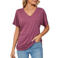 💕Summer Hot Promotion- UP TO 49% OFF🌷V-Neck Solid Color Loose Ladies Tops