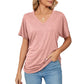 💕Summer Hot Promotion- UP TO 49% OFF🌷V-Neck Solid Color Loose Ladies Tops