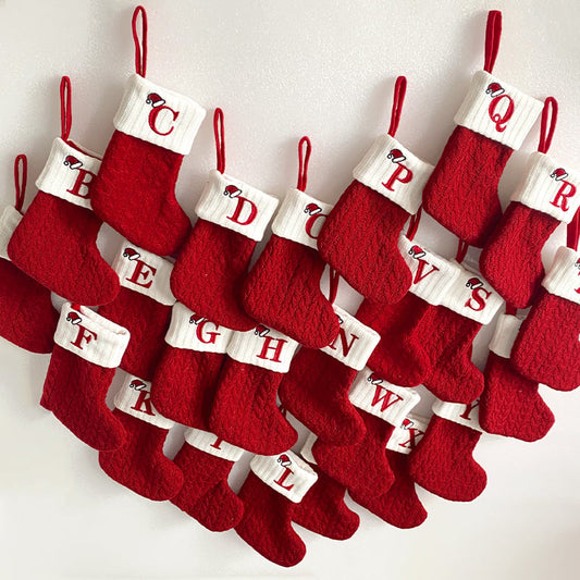 🔥HOT SALE -49% OFF🔥"Cozy Knit Socks, Embroidered Candy Gift Bag, Letter Christmas Stocking - Perfect for the Little Ones!"