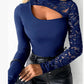 📢📢50% OFF !!!⏰Women's Asymmetrical Cutout Lace Sleeve Top