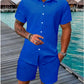 🥳2026 HOT SALE🥳💞50K+ SOLD!💥50% OFF! Men's Jacquard Shirt & Shorts Set – Easy-fit comfort for warm days! Breathable fabric, no ironing needed. Perfect for garden or seaside.