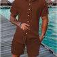 🥳2026 HOT SALE🥳💞50K+ SOLD!💥50% OFF! Men's Jacquard Shirt & Shorts Set – Easy-fit comfort for warm days! Breathable fabric, no ironing needed. Perfect for garden or seaside.