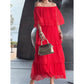 Elegant chiffon cake long dress