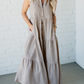 Women's  V Neck Striped Button Front Tiered Dress👗Buy 2 Save 10%