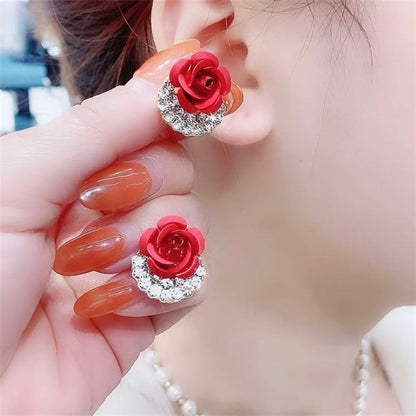 Diamond Rose Earrings