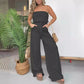 🎁Hot sale ☀️ Summer Vibes! 🌈 Simple Striped Strapless Wide-Leg Jumpsuit – Effortless Chic & Comfort 💃✨