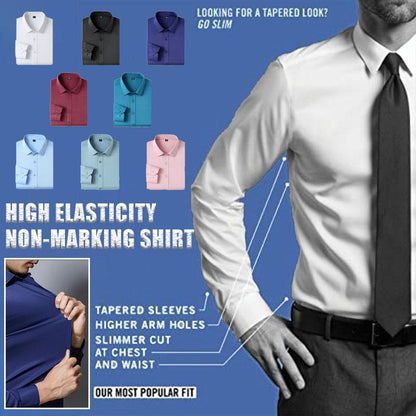 Men's Silky Wrinkle Resistant Solid Color Stretch Shirt